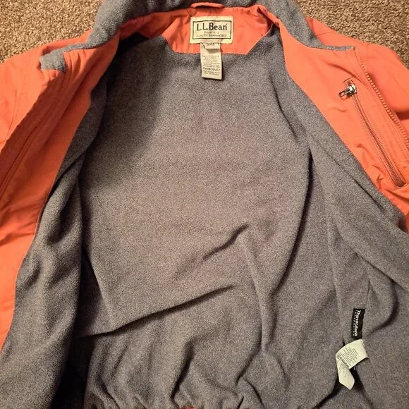 L.L. Bean Men’s Fleece Lined Thinsulate Warm-up Jacket Rust Orange M-Regular - Picture 8 of 10
